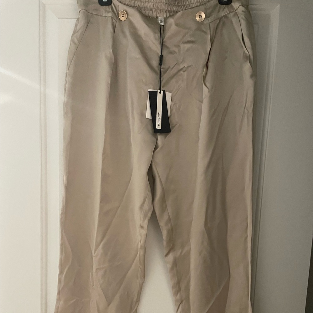 LILYSILK - high waisted cream pants